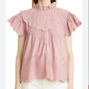 Sea Vienne Eyelet Ruffle Top